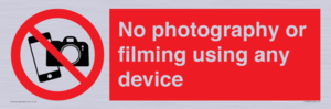 No photography or filming using any device